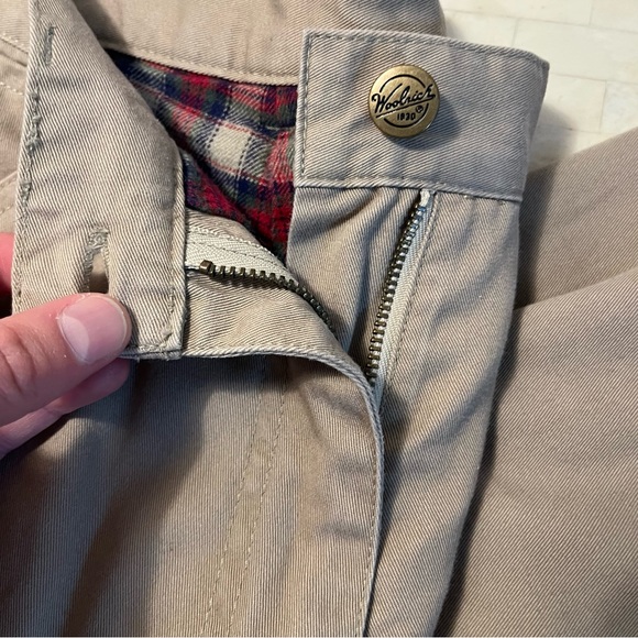 Woolrich Tan Trousers Sz 8 with Plaid Cuffs and plaid lining. - Picture 6 of 14